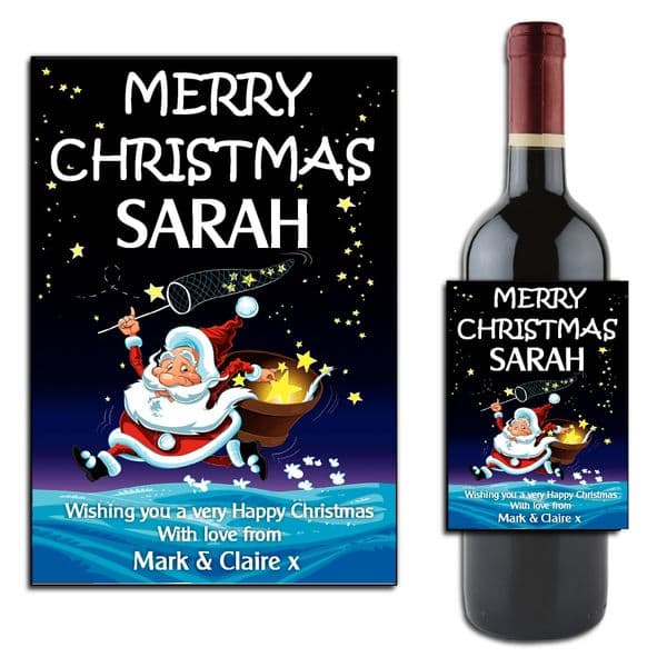Personalised Happy Christmas Wine / Champagne Bottle Label N47