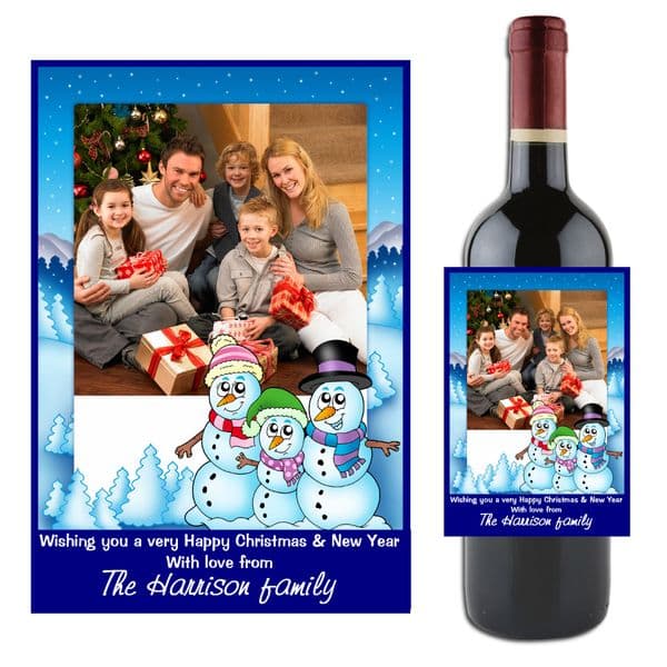 Personalised Happy Christmas Wine / Champagne Bottle PHOTO Label N46