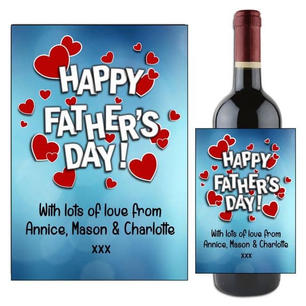 Personalised Happy Fathers Day Dad Wine / Champagne Bottle Label Gift for him N109