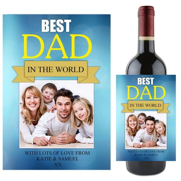 Personalised Happy Fathers Day Wine / Champagne Bottle PHOTO Label N82