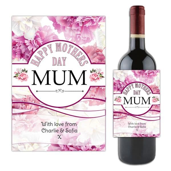 Personalised Happy Mothers Day Mum Wine / Champagne Bottle Label Sticker Gift for her N184