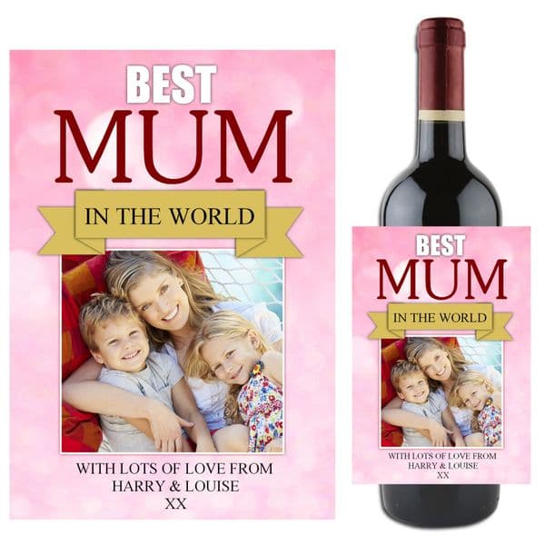 Personalised Happy Mothers Day Wine / Champagne Bottle PHOTO Label N81