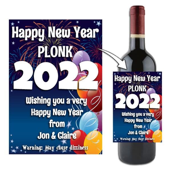 Personalised Happy New Year Celebration Wine / Champagne Bottle Label N18 ANY YEAR