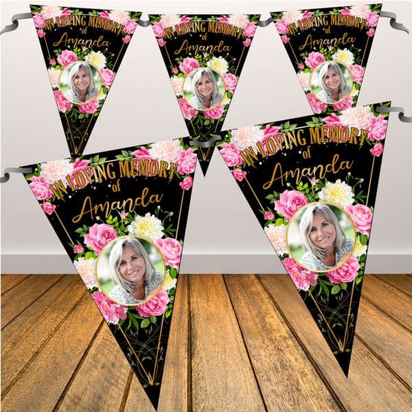 Personalised In Loving Memory Memorial Flag Photo Bunting Banner - N101