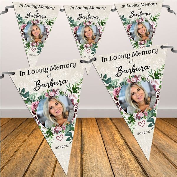 Personalised In Loving Memory Memorial Flag Photo Bunting Banner - N103