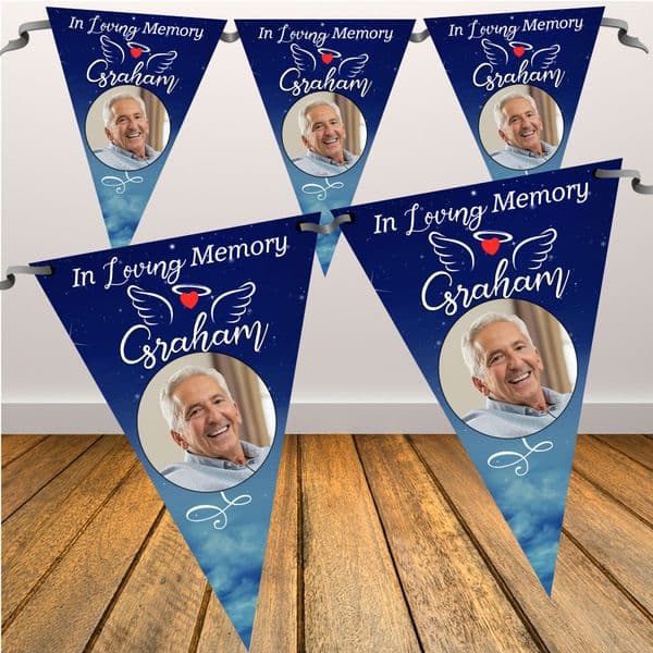 Personalised In Loving Memory Memorial Flag Photo Bunting Banner - N104