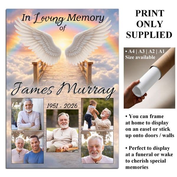 Personalised In Loving Memory Memorial  Photo Poster Banner Print. Funeral Wake Sign N257 (S1)