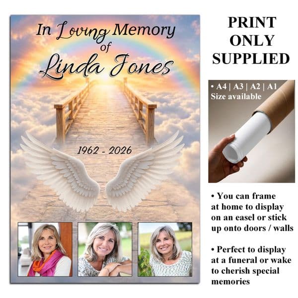 Personalised In Loving Memory Memorial  Photo Poster Banner Print. Funeral Wake Sign N257 (S2)