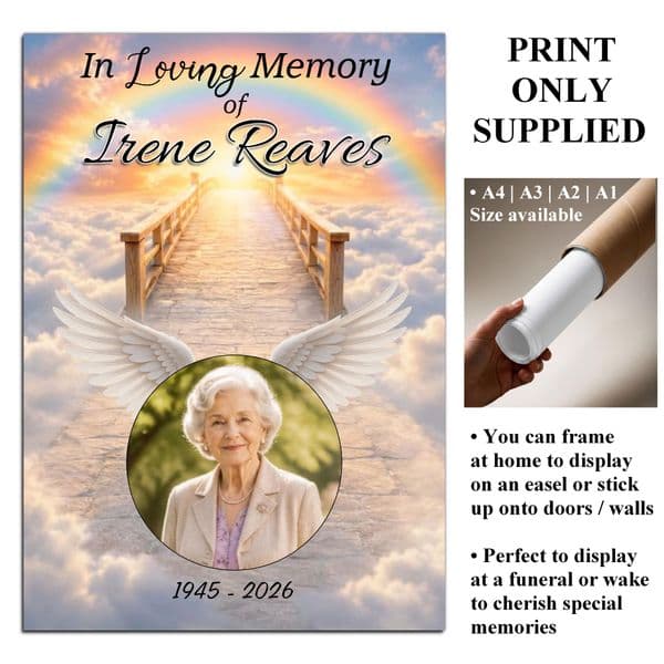 Personalised In Loving Memory Memorial  Photo Poster Banner Print. Funeral Wake Sign N257 (S4)