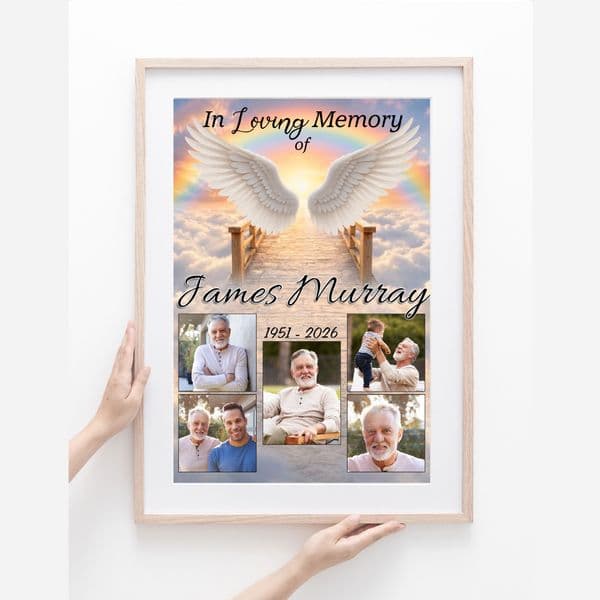 Personalised In Loving Memory Memorial  Photo Poster Banner Print. Funeral Wake Sign N257 (S1)
