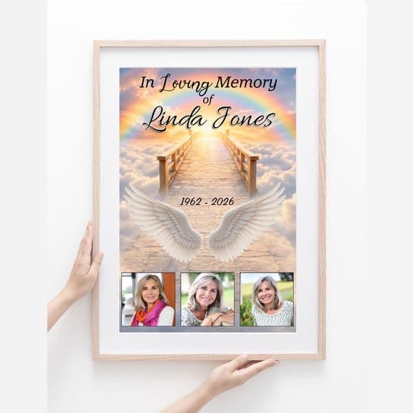 Personalised In Loving Memory Memorial  Photo Poster Banner Print. Funeral Wake Sign N257 (S2)
