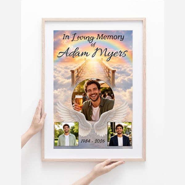 Personalised In Loving Memory Memorial  Photo Poster Banner Print. Funeral Wake Sign N257 (S3)