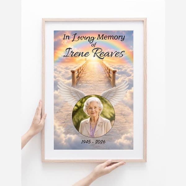 Personalised In Loving Memory Memorial  Photo Poster Banner Print. Funeral Wake Sign N257 (S4)