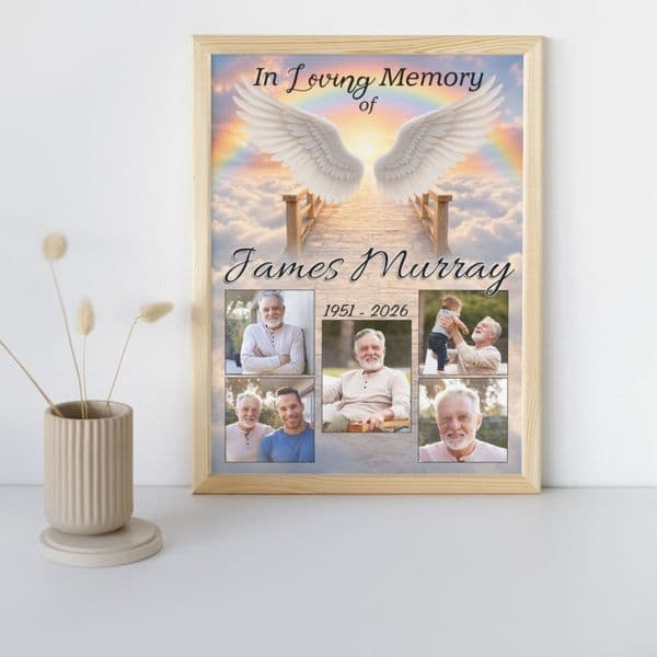 Personalised In Loving Memory Memorial  Photo Poster Banner Print. Funeral Wake Sign N257 (S1)