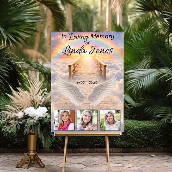 Personalised In Loving Memory Memorial  Photo Poster Banner Print. Funeral Wake Sign N257 (S2)