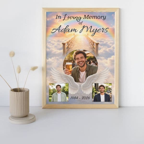 Personalised In Loving Memory Memorial  Photo Poster Banner Print. Funeral Wake Sign N257 (S3)