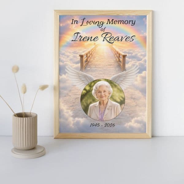 Personalised In Loving Memory Memorial  Photo Poster Banner Print. Funeral Wake Sign N257 (S4)