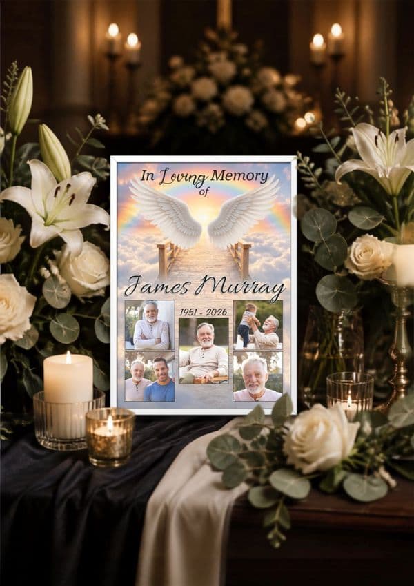 Personalised In Loving Memory Memorial  Photo Poster Banner Print. Funeral Wake Sign N257 (S1)