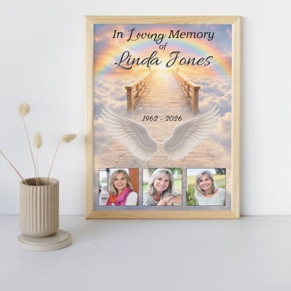 Personalised In Loving Memory Memorial  Photo Poster Banner Print. Funeral Wake Sign N257 (S2)