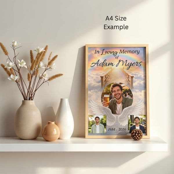 Personalised In Loving Memory Memorial  Photo Poster Banner Print. Funeral Wake Sign N257 (S3)
