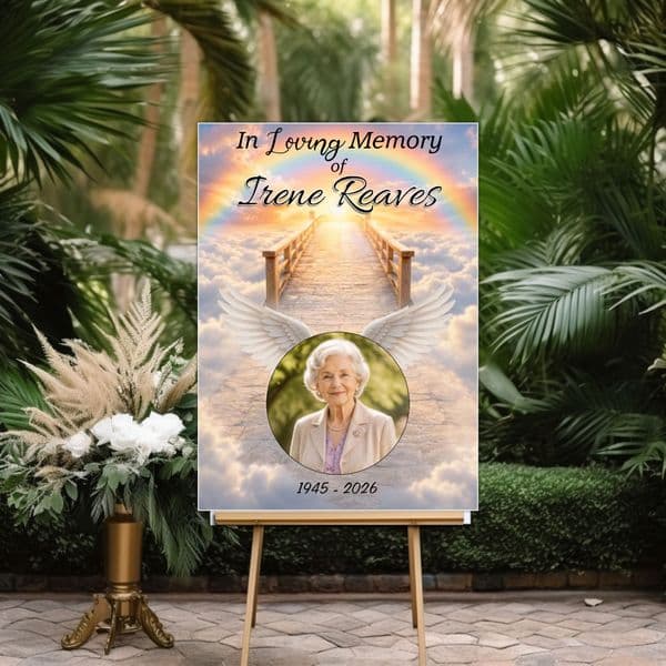 Personalised In Loving Memory Memorial  Photo Poster Banner Print. Funeral Wake Sign N257 (S4)