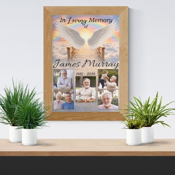 Personalised In Loving Memory Memorial  Photo Poster Banner Print. Funeral Wake Sign N257 (S1)