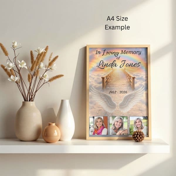 Personalised In Loving Memory Memorial  Photo Poster Banner Print. Funeral Wake Sign N257 (S2)