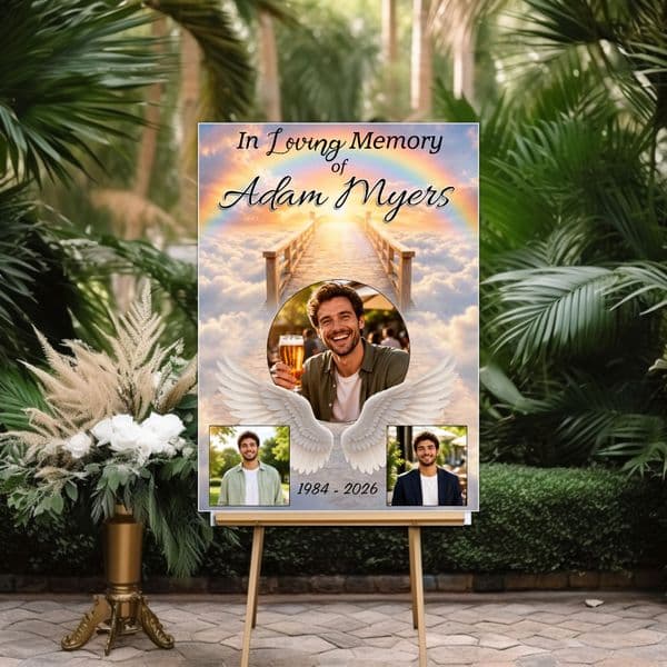 Personalised In Loving Memory Memorial  Photo Poster Banner Print. Funeral Wake Sign N257 (S3)