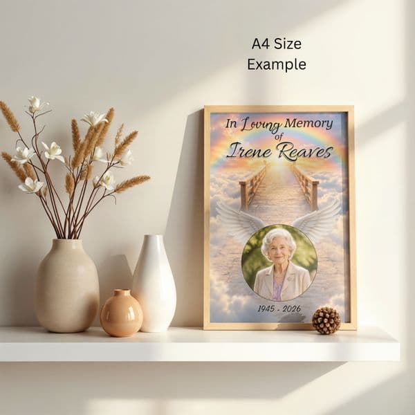 Personalised In Loving Memory Memorial  Photo Poster Banner Print. Funeral Wake Sign N257 (S4)