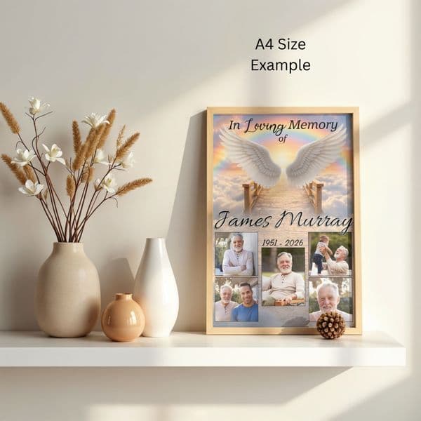 Personalised In Loving Memory Memorial  Photo Poster Banner Print. Funeral Wake Sign N257 (S1)