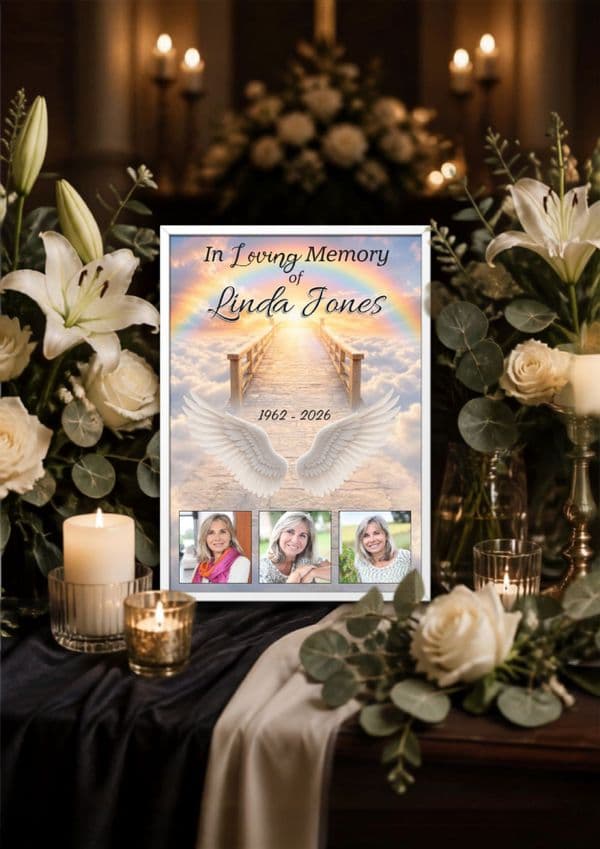 Personalised In Loving Memory Memorial  Photo Poster Banner Print. Funeral Wake Sign N257 (S2)
