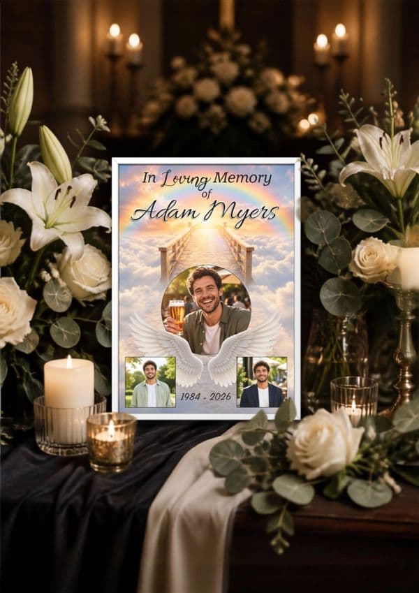 Personalised In Loving Memory Memorial  Photo Poster Banner Print. Funeral Wake Sign N257 (S3)