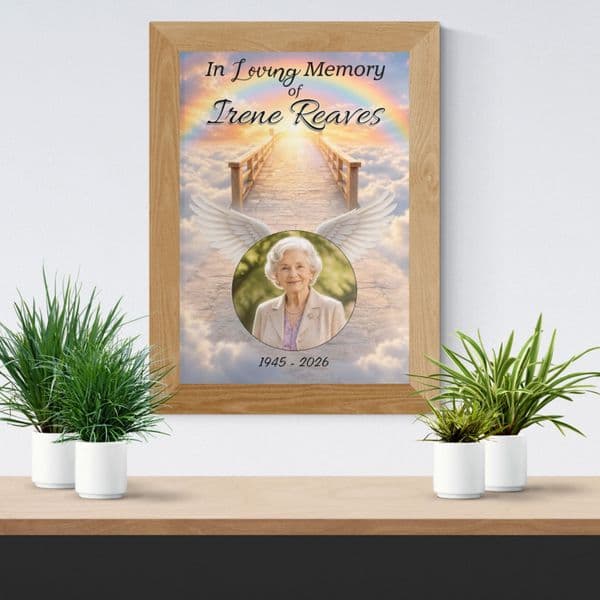 Personalised In Loving Memory Memorial  Photo Poster Banner Print. Funeral Wake Sign N257 (S4)