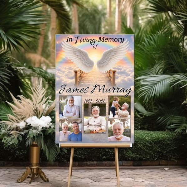 Personalised In Loving Memory Memorial  Photo Poster Banner Print. Funeral Wake Sign N257 (S1)