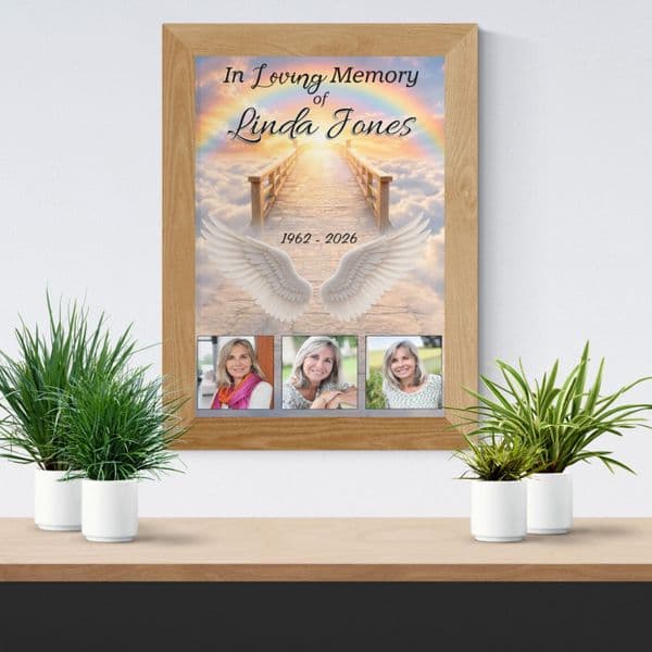 Personalised In Loving Memory Memorial  Photo Poster Banner Print. Funeral Wake Sign N257 (S2)
