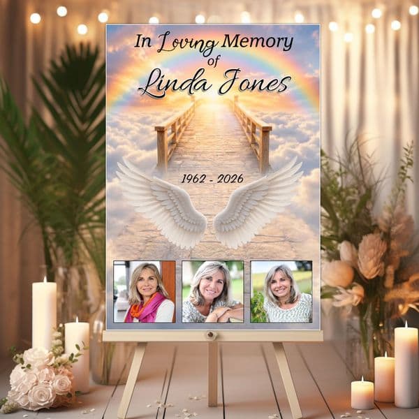 Personalised In Loving Memory Memorial  Photo Poster Banner Print. Funeral Wake Sign N257 (S2)