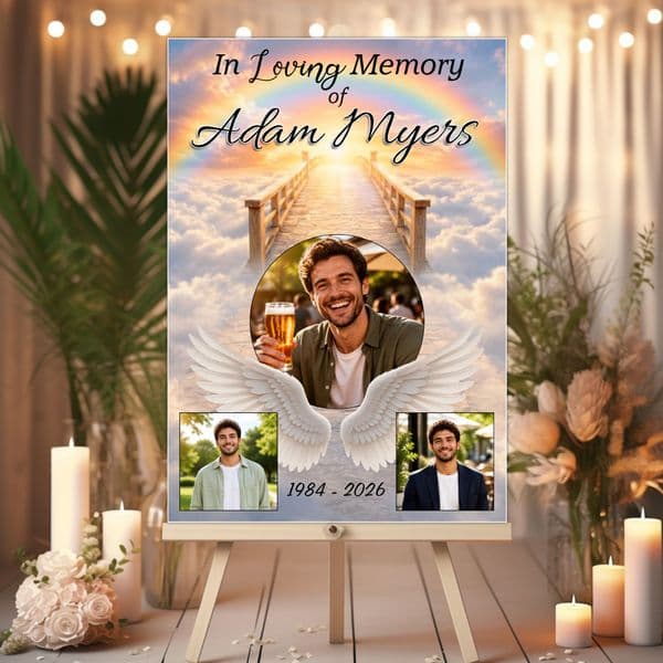 Personalised In Loving Memory Memorial  Photo Poster Banner Print. Funeral Wake Sign N257 (S3)