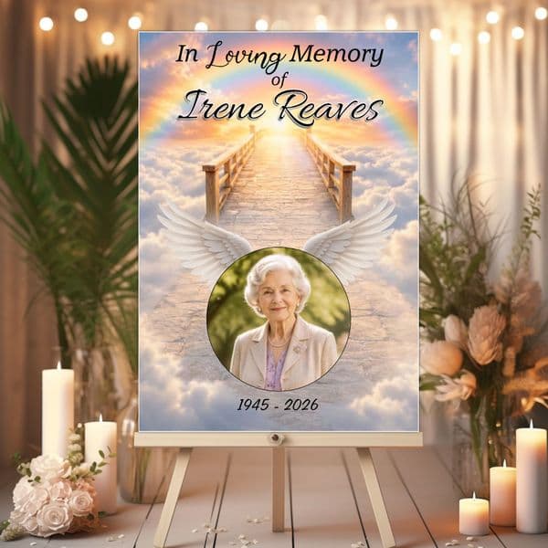 Personalised In Loving Memory Memorial  Photo Poster Banner Print. Funeral Wake Sign N257 (S4)