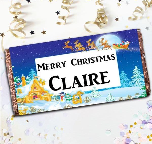 Personalised Merry Christmas Milk Chocolate Bar - Christmas Stocking Filler Gift N49
