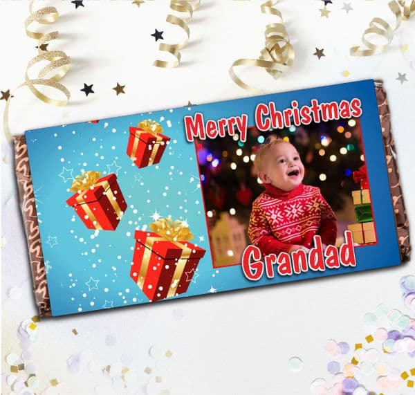 Personalised Merry Christmas Milk Chocolate Bar - Sparkle Gift Boxes Photo Gift N19