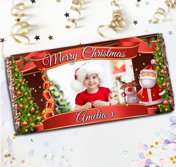 Personalised Merry Christmas Milk Chocolate Bar - Xmas Eve Stocking Filler Gift N112
