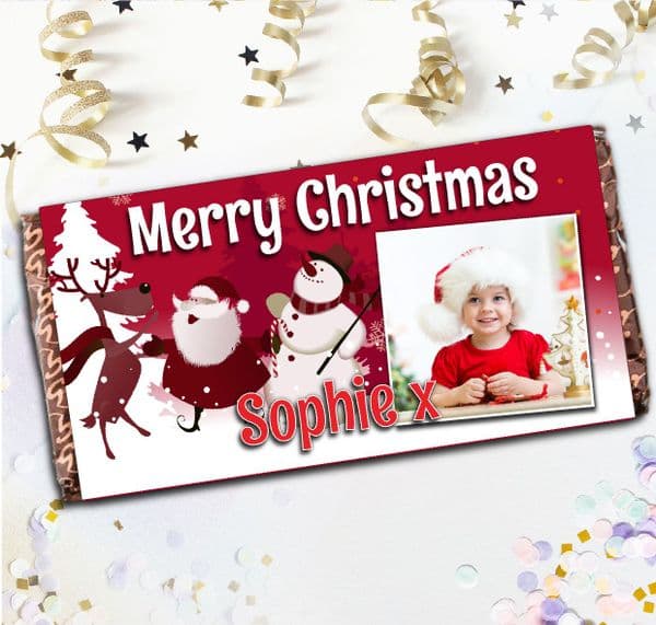 Personalised Merry Christmas Milk Chocolate Bar - Xmas Eve Stocking Filler Gift N114