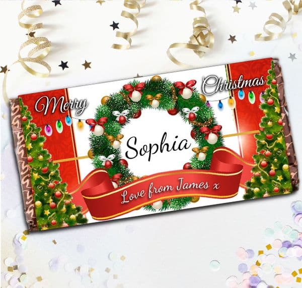 Personalised Merry Christmas Milk Chocolate Bar - Xmas Eve Stocking Filler Gift N116