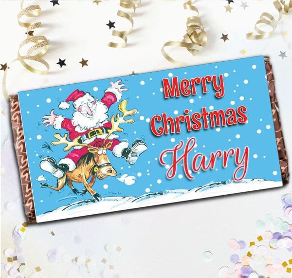 Personalised Merry Christmas Santa Milk Chocolate Bar - Xmas Eve Stocking Filler Gift N113