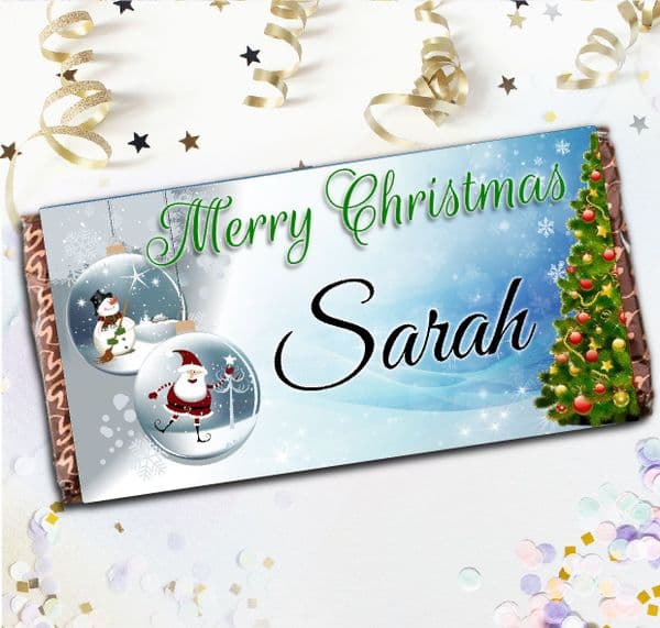 Personalised Merry Christmas Santa Milk Chocolate Bar - Xmas Eve Stocking Filler Gift N115