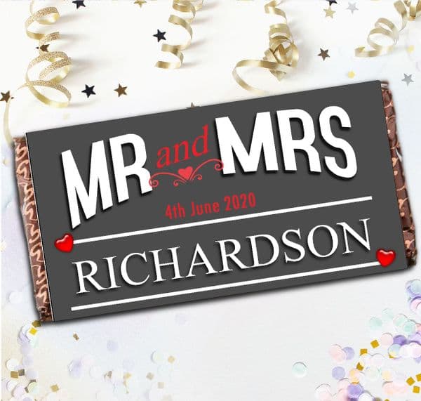 Personalised Mr & Mrs Milk Chocolate Bar - Gift N135