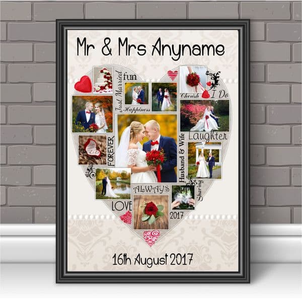 Personalised Mr & Mrs Wedding / Anniversary Photo Poster Print Word Art Keepsake Gift N126 Unframed