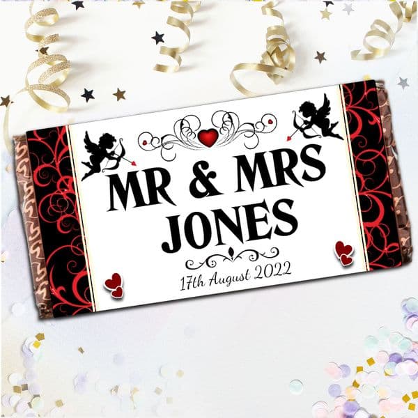 Personalised Mr & Mrs Wedding Chocolate Bar - Guest Table Favours Gift N87