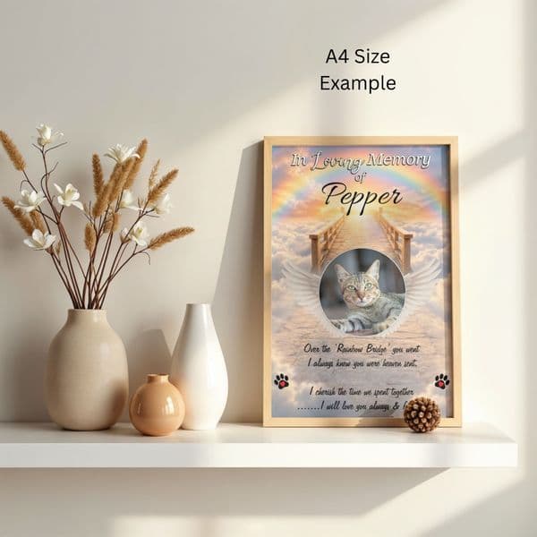 Personalised Pet Cat Dog Memorial In Loving Memory Photo Print. (Unframed)