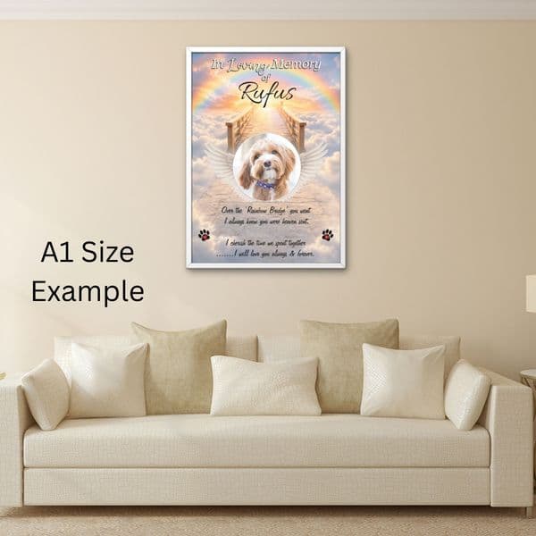 Personalised Pet Cat Dog Memorial In Loving Memory Photo Print. (Unframed)
